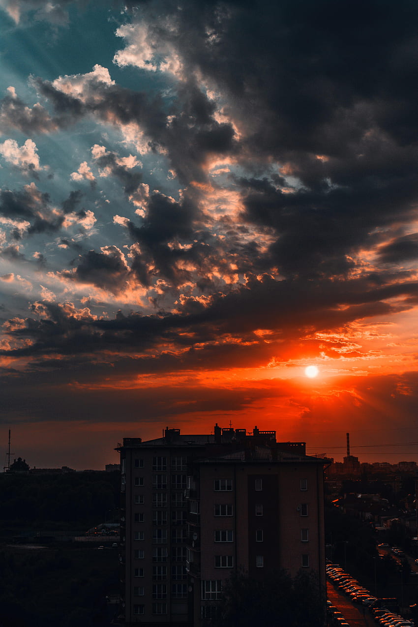 Cities, Sunset, Sky, Architecture, Clouds, Building HD phone wallpaper