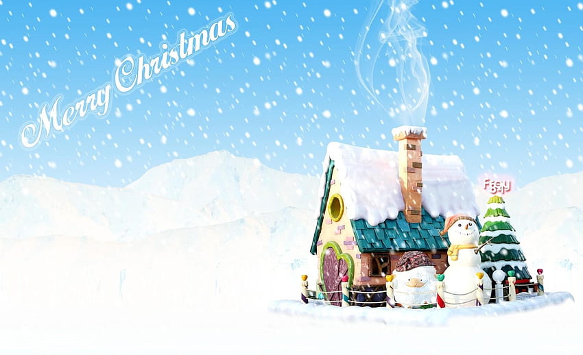Holidays, Smoke, Snow, Snowman, Christmas, Holiday, House, Inscription, Christmas Tree HD wallpaper