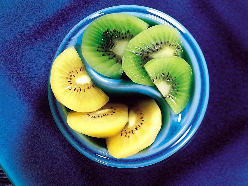 Cibo, kiwi, piatto, frutta, gustoso, delizioso, purificato, raffinato Sfondo HD
