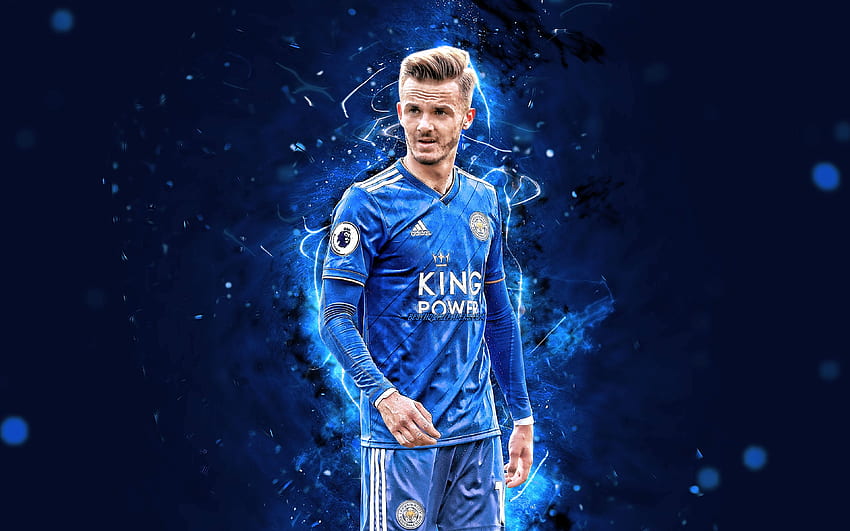 James Maddison, , english footballers, Leicester City FC, soccer, James Daniel Maddison, Premier League, neon lights, England for with resolution . High Quality HD wallpaper