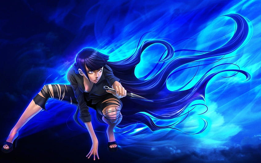 anime blue hair ninja girl