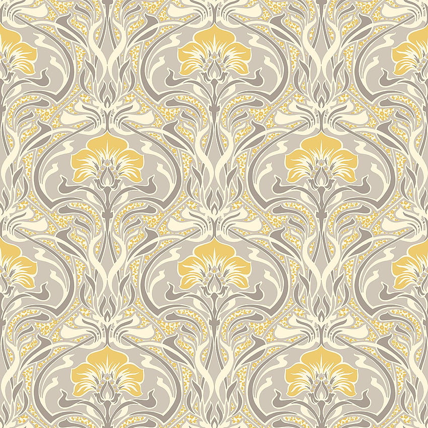 Crown Flora Nouveau M1195, Gold Art HD phone wallpaper