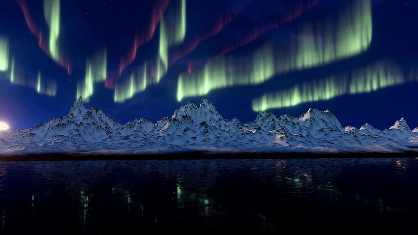 Природа, Планини, Аврора, Северно сияние, Aurora Borealis HD тапет