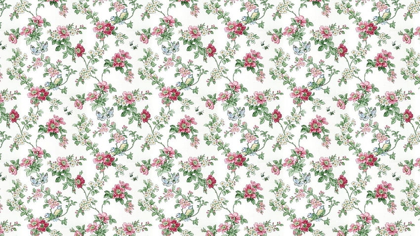 Texture, white, flower, green, red, paper, pattern HD wallpaper