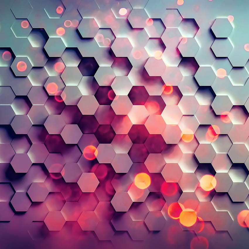 Honig-Hexagon-Digital-abstraktes Muster-Hintergrund-Rot HD-Handy-Hintergrundbild