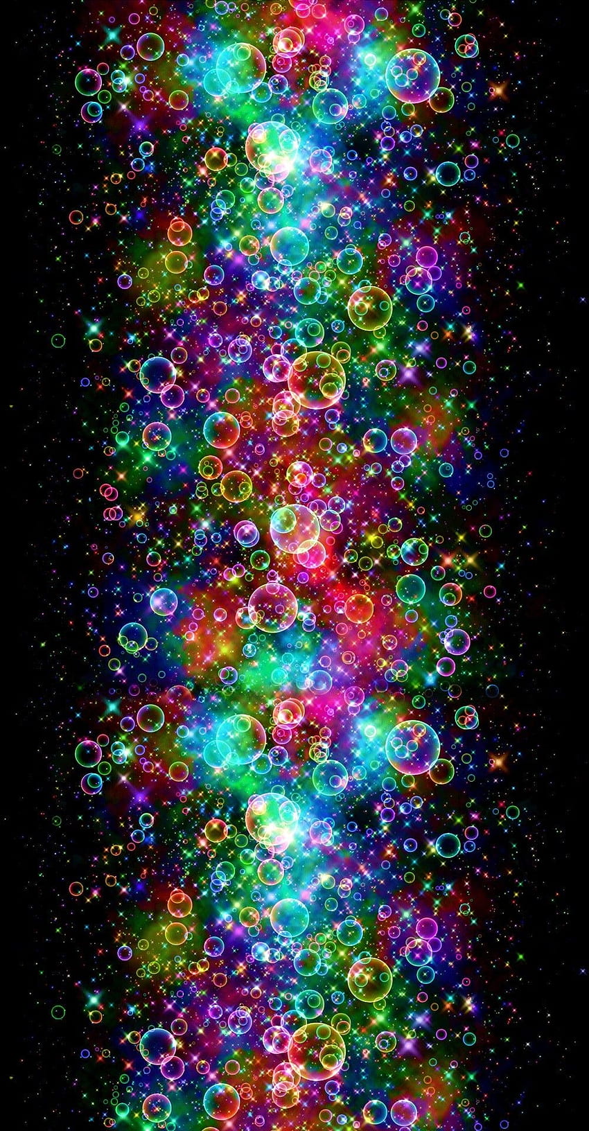 Sparkle That Moves - Burbujas arcoíris con negro - fondo de pantalla del teléfono