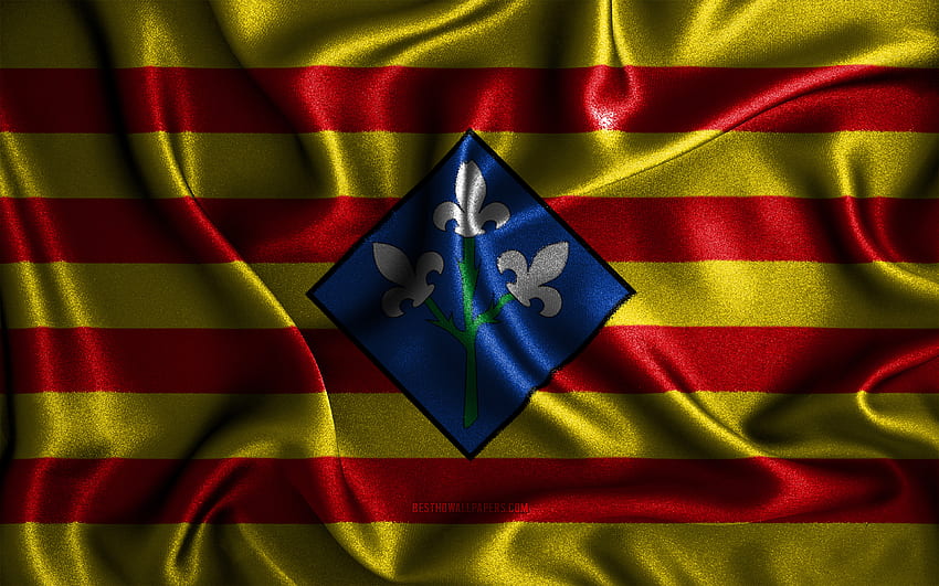Lleida flag, , silk wavy flags, spanish provinces, Day of Lleida, fabric flags, Flag of Lleida, 3D art, Lleida, Europe, Provinces of Spain, Lleida 3D flag, Spain HD wallpaper