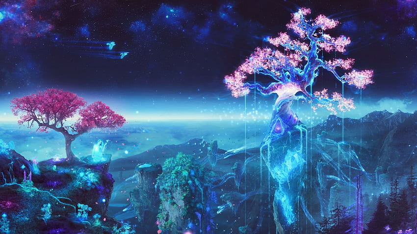Magie - , magischer Hintergrund auf Fledermaus, magisches Blau HD-Hintergrundbild