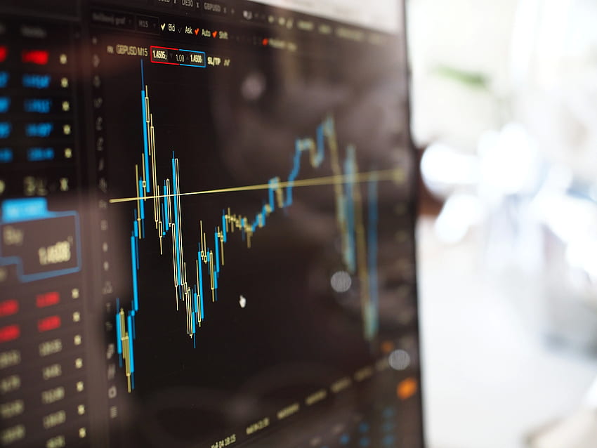 Graphique bleu et jaune sur Stock Market Monitor · Stock, Trading Fond d'écran HD