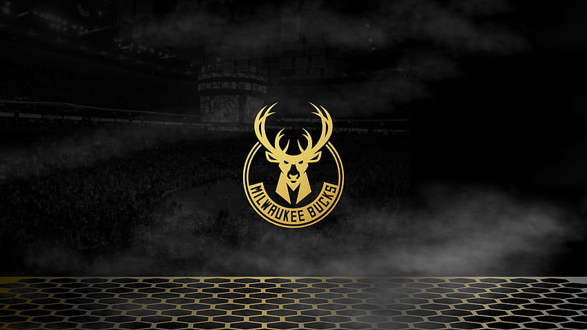 Piłka do koszykówki Milwaukee Bucks NBA, czarno-złote logo Tapeta HD