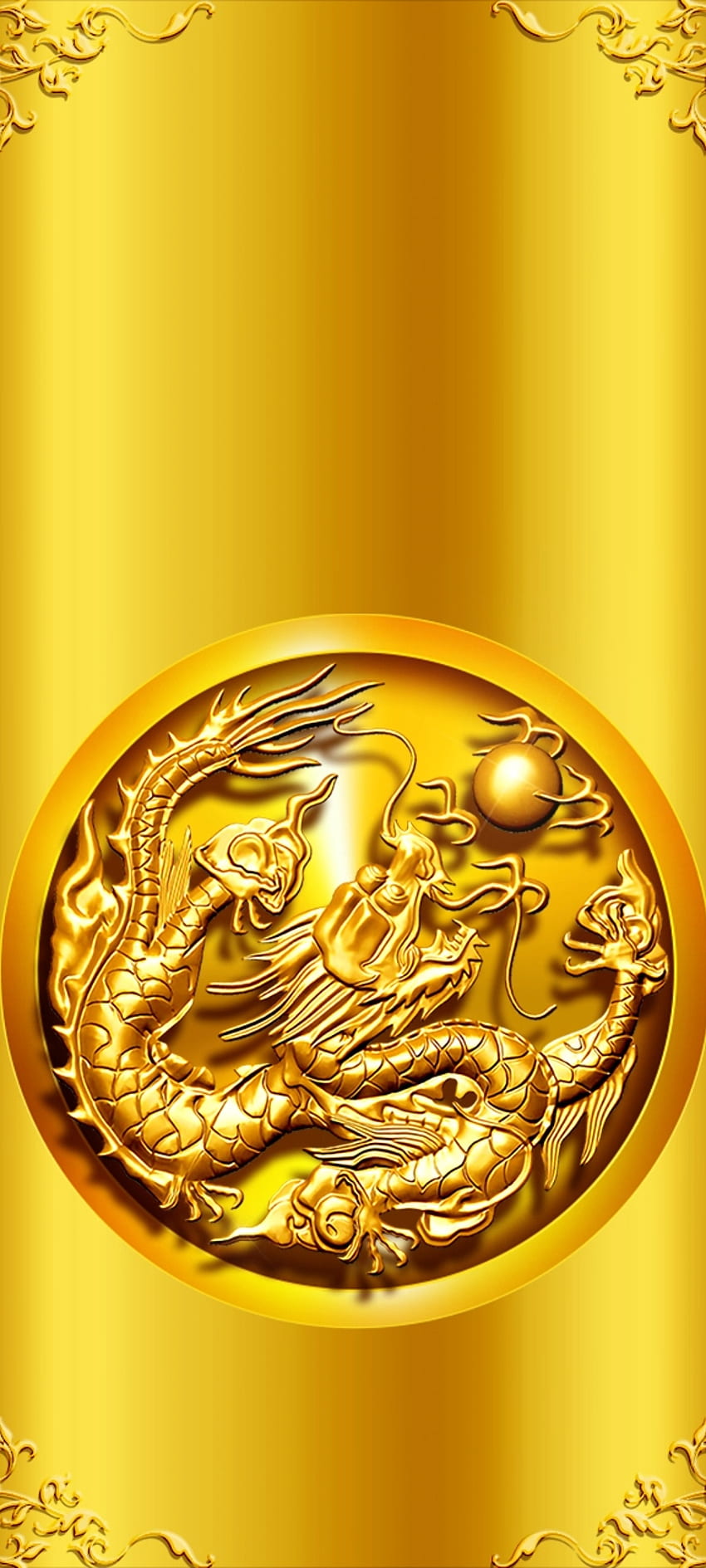 Golden Dragon Totem สิ่งประดิษฐ์ ทอง โลหะ หรูหรา วอลล์เปเปอร์โทรศัพท์ HD