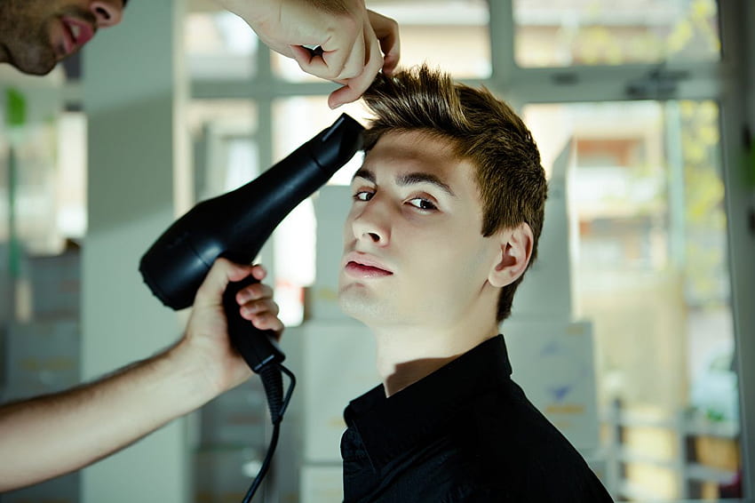 Men teenage guy Hair dryer hairstyles Glance HD wallpaper