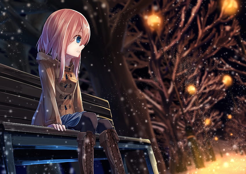 anime, girl, alone, sad. Mocah, Anime Girl Alone Light HD wallpaper