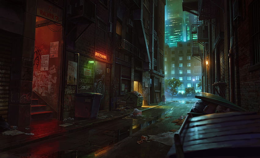 Cyberpunk, Cyberpunk-Gasse HD-Hintergrundbild