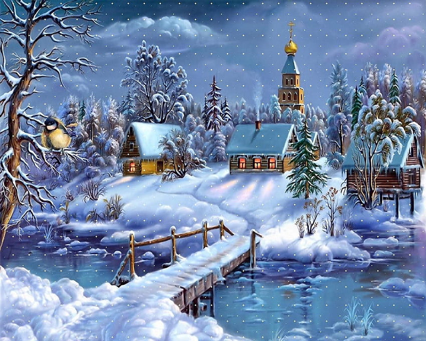 Snowy Christmas Night on Holiday SF7Uecmu HD wallpaper