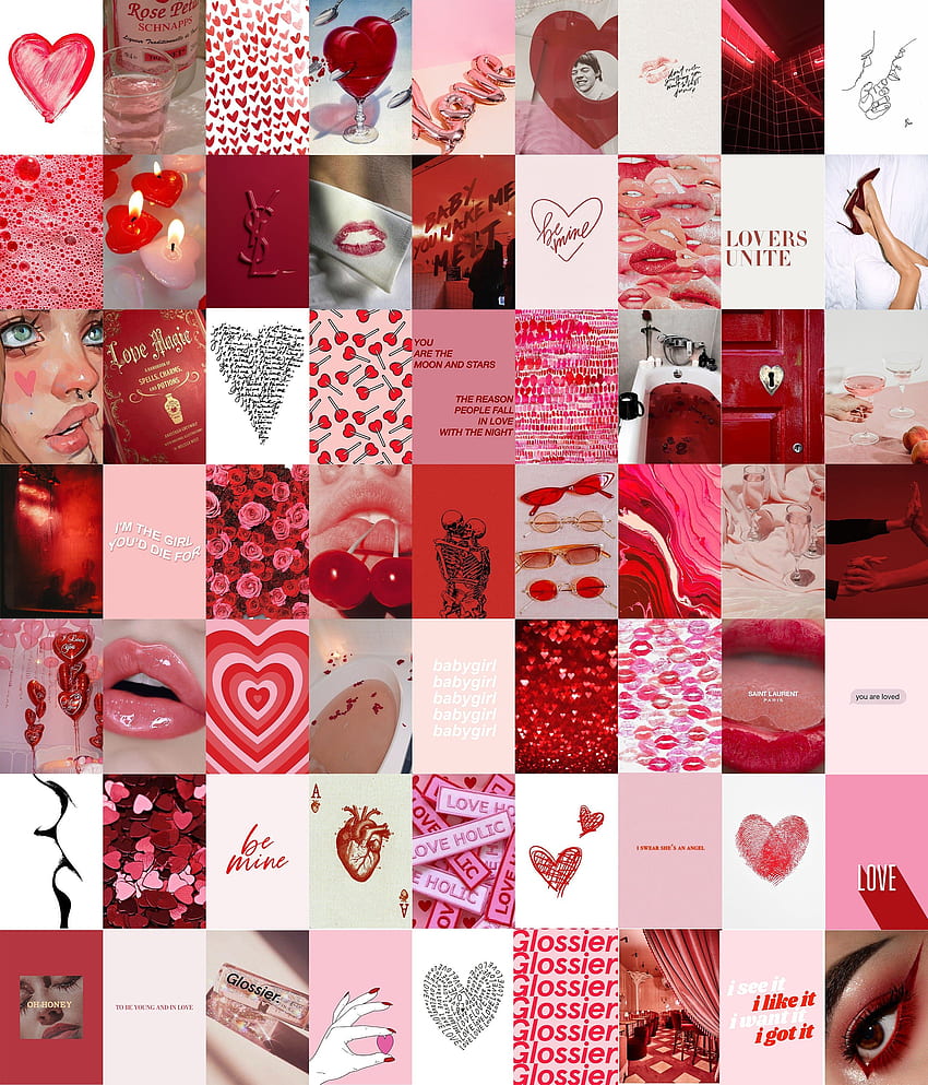 Ästhetische Collage zum Valentinstag, Collage zum Valentinstag HD-Handy-Hintergrundbild