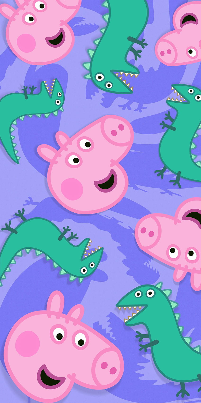 Peppa Pig with George & Dinosaur - Purple Background, Peppa Pig Meme HD phone wallpaper