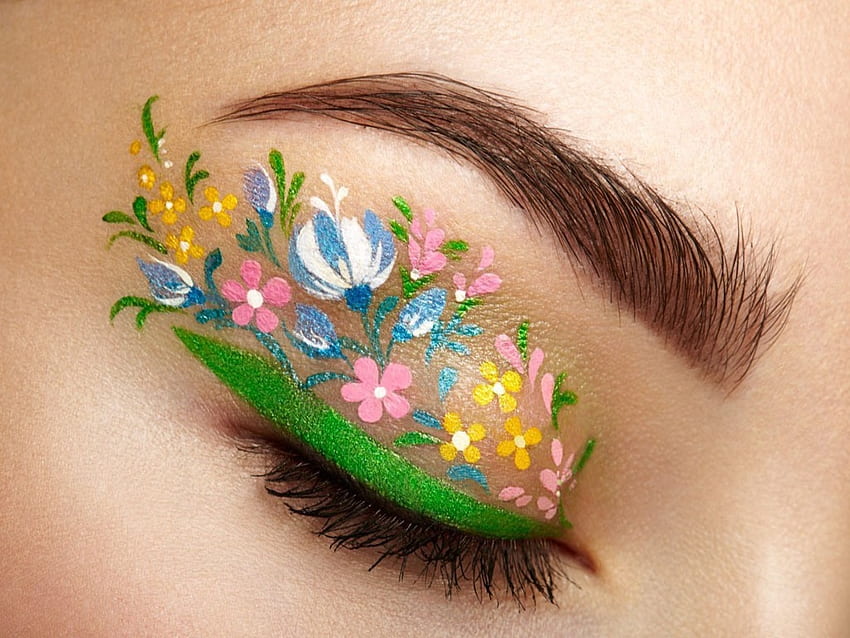Eye Makeup, Flowers, Fashion, Spring, Eyelash HD wallpaper