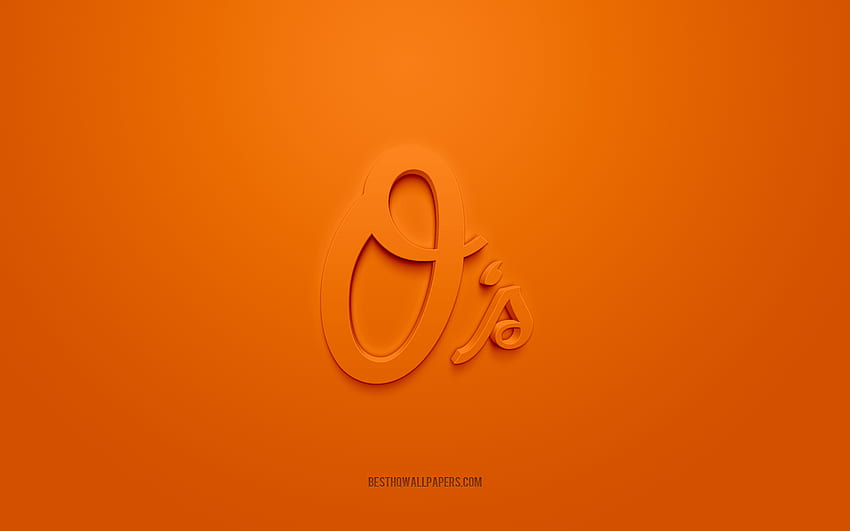 Baltimore Orioles emblemacriativo logo 3Dfundo laranjaAmericana de beisebol clubeMLBBaltimoreEUABaltimore OriolesbeisebolBaltimore Orioles insígnia papel de parede HD
