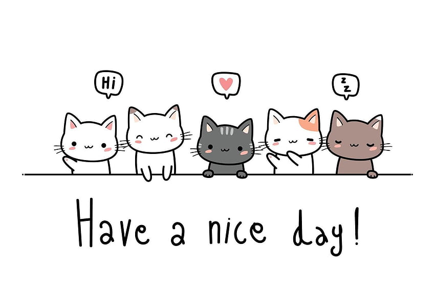 Cute cat kitten greeting cartoon doodle background 3423831 Vector Art ...