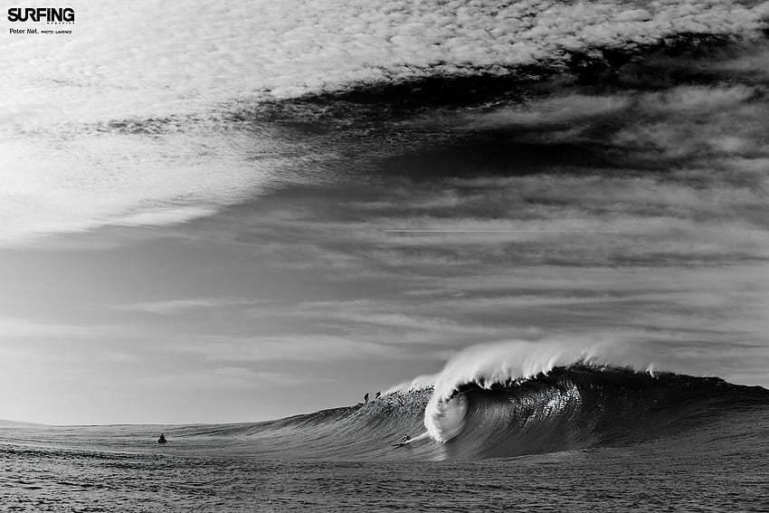 Waves monochrome Surfer., Surfen in Schwarz und Weiß HD-Hintergrundbild