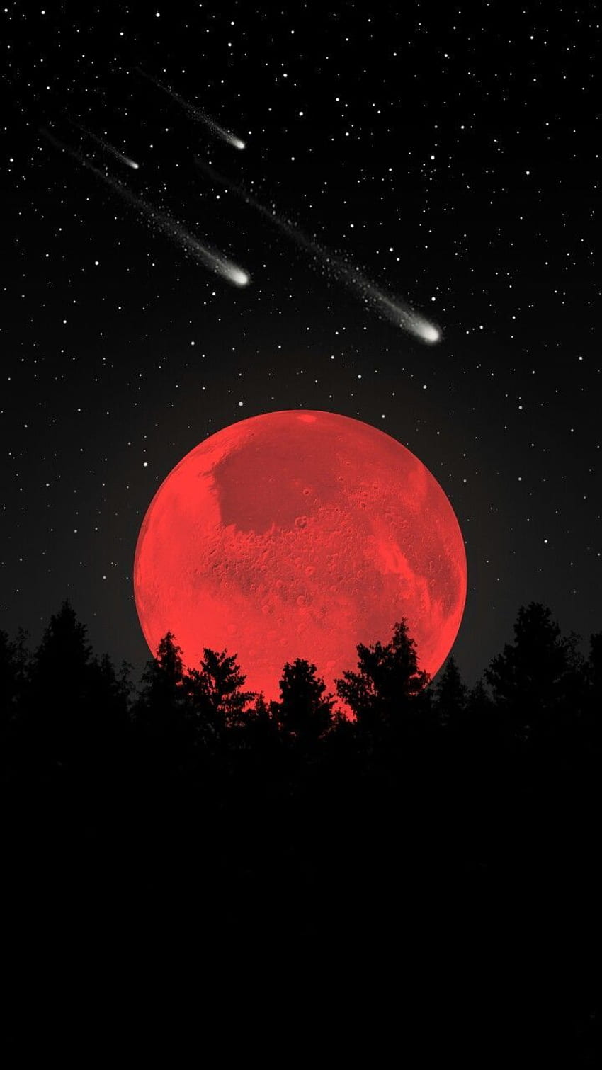 Lune rouge foncé, ciel nocturne de la lune rouge Fond d'écran de téléphone HD