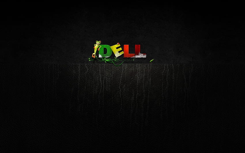 dell, company, computers, frog, green, yellow, red HD wallpaper