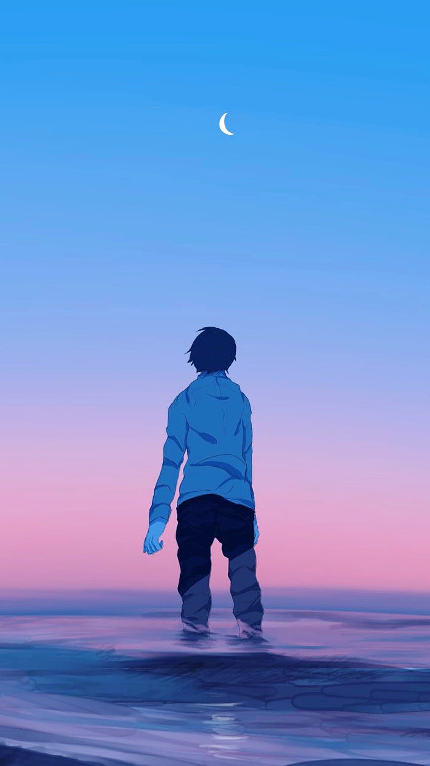 Anime Boy Sky Gradient Samsung Galaxy S6, S7, Google Pixel XL, Nexus 6, 6P, LG G5, Artista, e Plano de fundo Papel de parede de celular HD