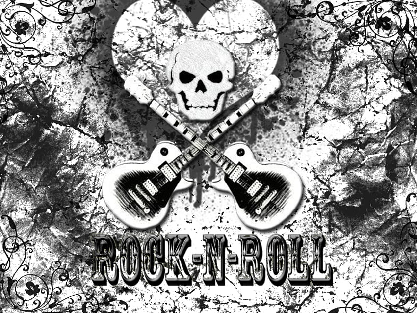 rock n roll, musica, cuore, amore Sfondo HD