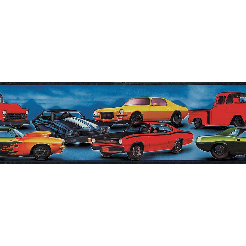 Comprar Allen + Roth 6 7 8 Blue Hot Rod Cars Prepasted, Hot Rod Muscle Car Papel de parede de celular HD