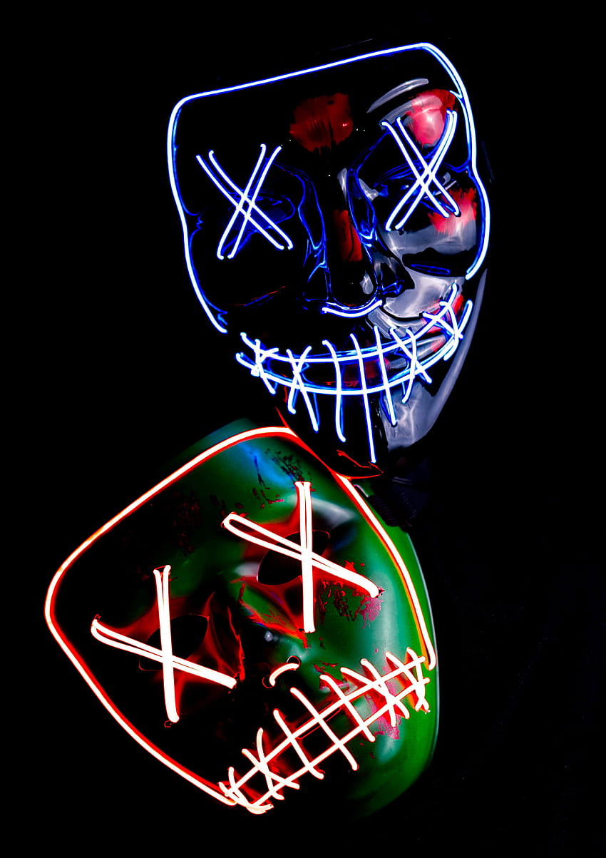 Oczyszczająca maska ​​​​LED, neonowa maska ​​oczyszczająca Tapeta na telefon HD