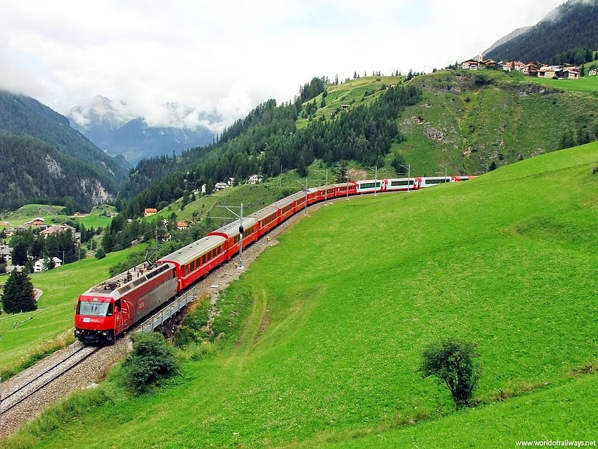 Schweiz - Glacier Express Nr.9. - Welt der Eisenbahnen HD-Hintergrundbild