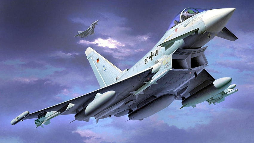 Pesawat terbang karya seni Eurofighter Typhoon Jerman. Wallpaper HD