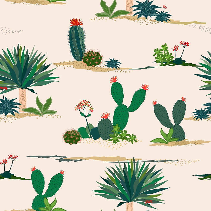 Rysunek odręczny kaktusów i sukulentów bezszwowy wzór na pastelowym tle do dekoracji, mody, tkanin, tekstyliów, nadruków lub 2421829 Grafika wektorowa w Vecteezy Tapeta na telefon HD
