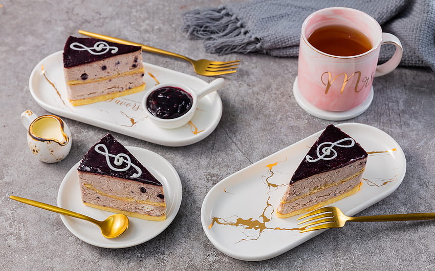 Cake and Tea, dessert, food, tea, cake, drink HD wallpaper