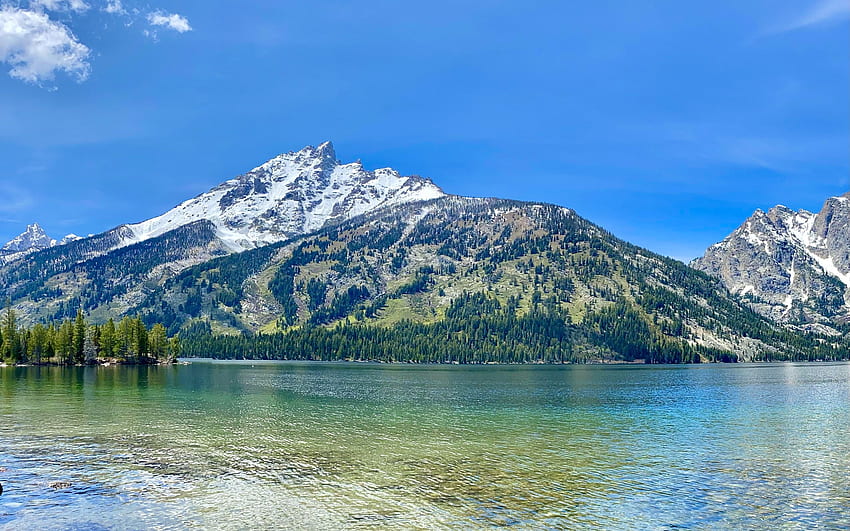 Jenny Lake, Wyoming, sky, water, mountains, usa, landscape HD wallpaper