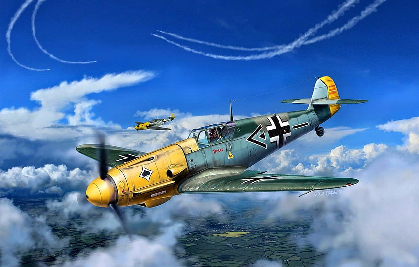 Messerschmitt, Bf 109, WWII, Bf.109F 2, ''Pick As'', JG53, Hptm.Heinz Bretnütz, II./JG53 For , Section авиация HD 월페이퍼