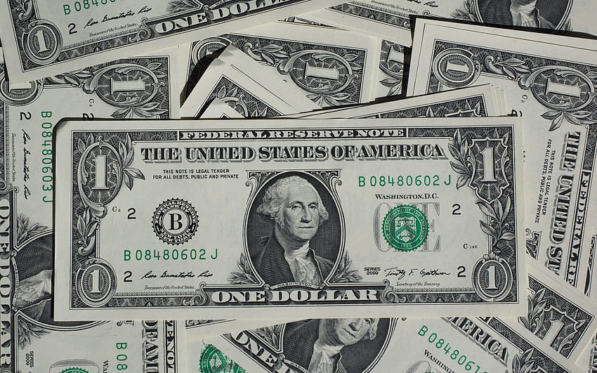 1 dollar banknote, money background, finance background, money, background with dollars, american dollars HD wallpaper