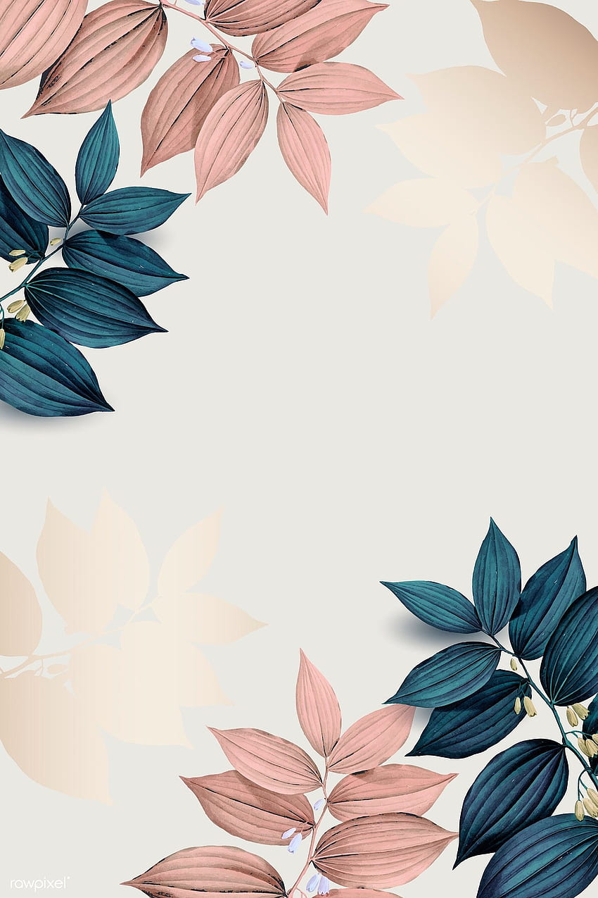 vektor premium latar belakang pola daun merah muda dan biru, Pastel Leaves wallpaper ponsel HD