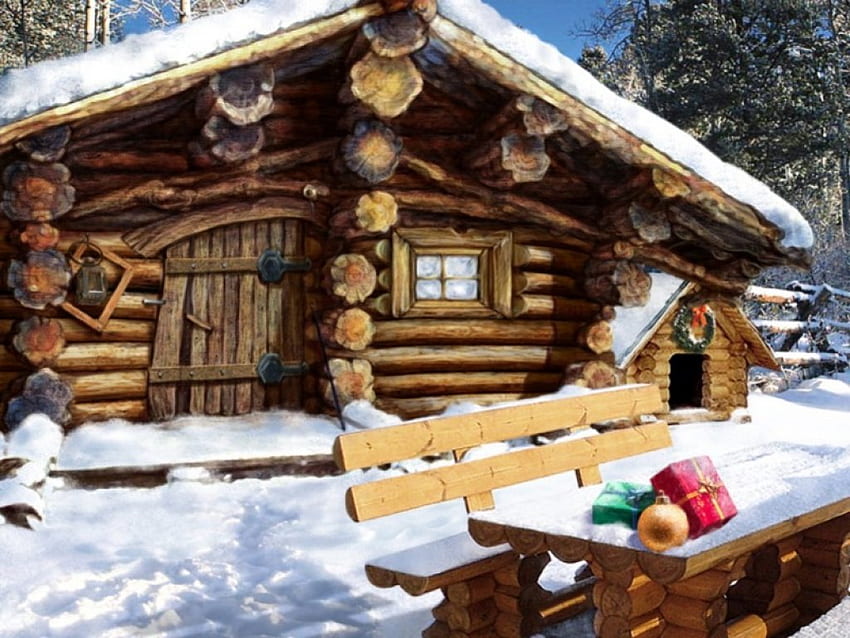Rumah Manusia Salju, musim dingin, manusia salju, salju, natal Wallpaper HD
