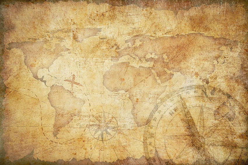 Stare Wyblakłe Tło Mapy. Złoto, stary zachód i stara mapa morska Tapeta HD