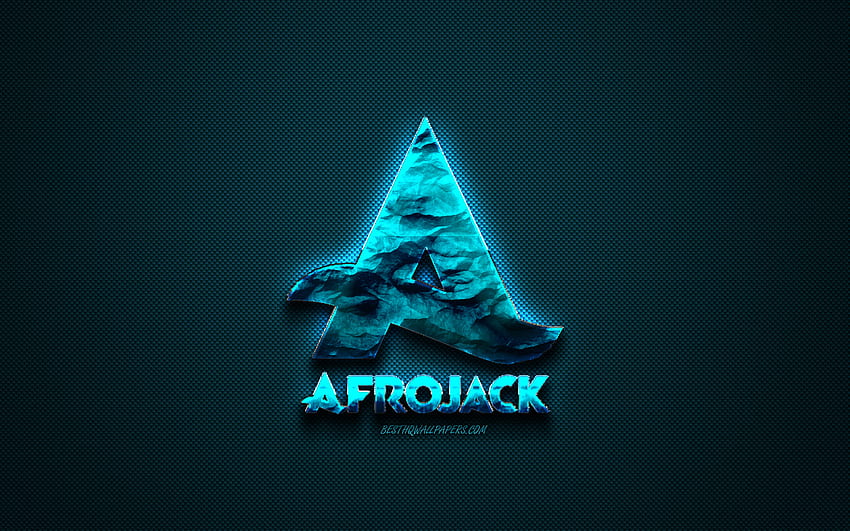 Logo Afrojack, logo créatif bleu, DJ néerlandais, emblème, texture en fibre de carbone bleue, art créatif, Afrojack pour avec résolution. Haute qualité Fond d'écran HD