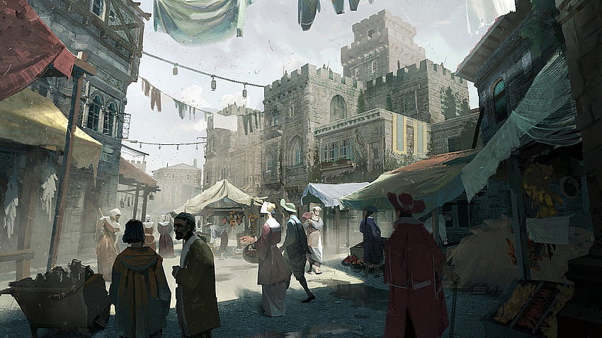 Assassins Creed Brotherhood PC, средновековен град HD тапет