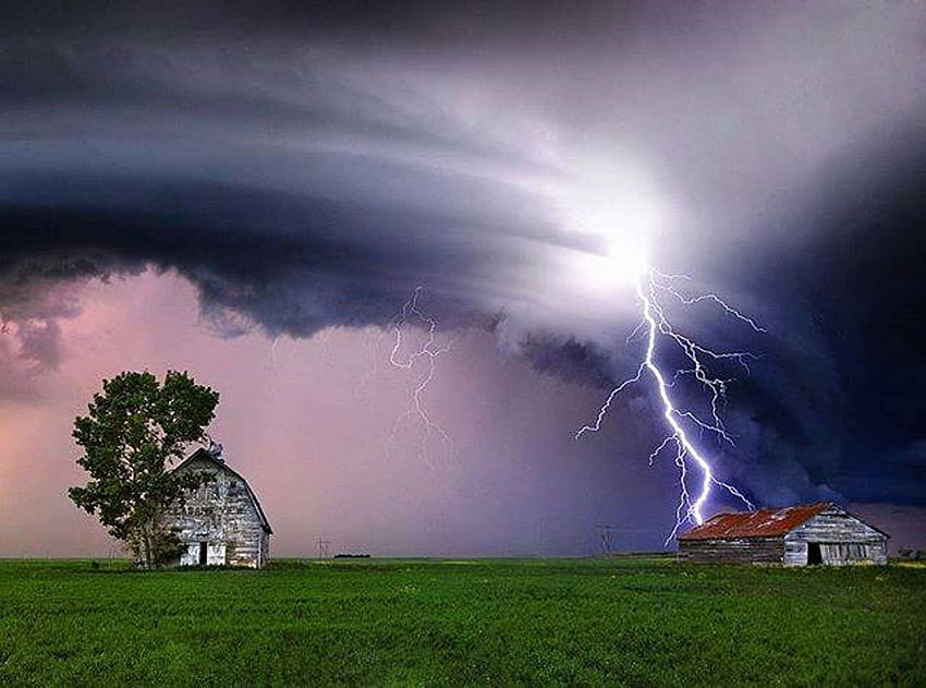 abandoned, lightning, lightning strike, old farm, saskatchewan prairie, storm, Lightning Strikes HD wallpaper
