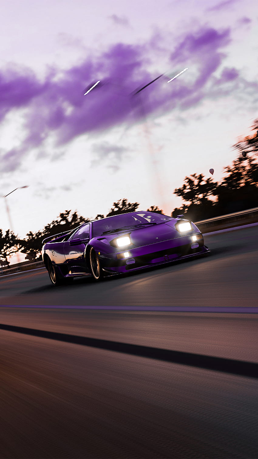Lamborghini Diablo, lambo diablo, purple lambo, highway, purple sky HD ...