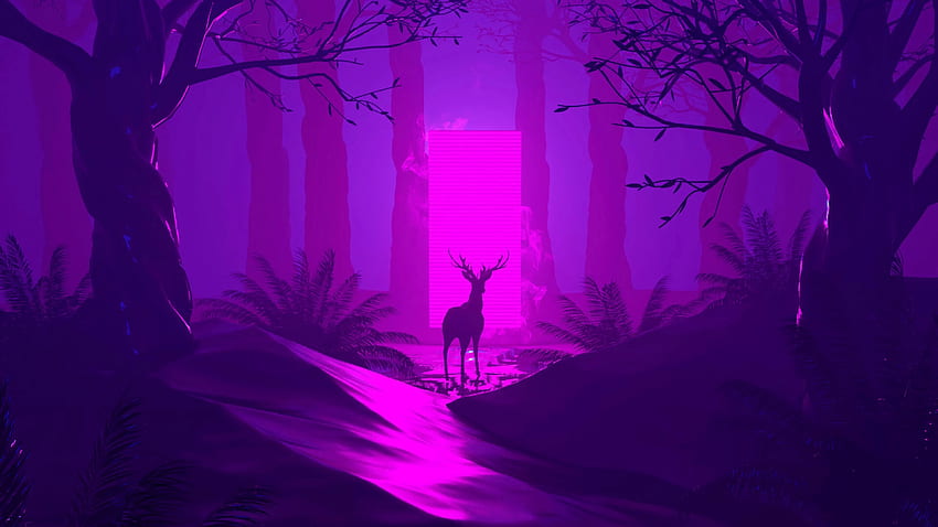 シカ, シルエット, 暗い, 森, ポータル - 青と紫の森 2560, 暗い紫の森 高画質の壁紙