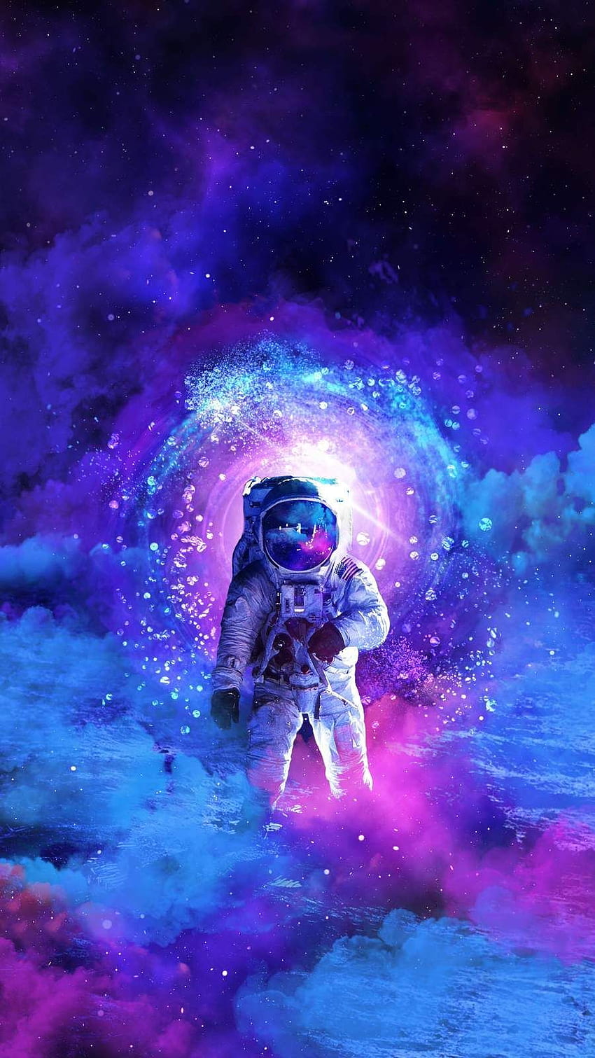 Neonowy astronauta, neonowa przestrzeń kosmiczna Tapeta na telefon HD