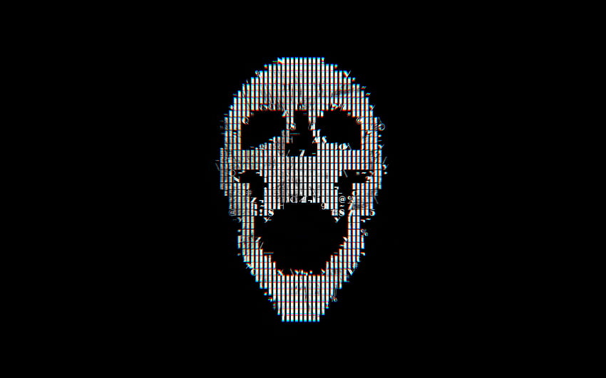 Digital Skull Dark Black Art Illusion Simple Minimal วอลล์เปเปอร์ HD