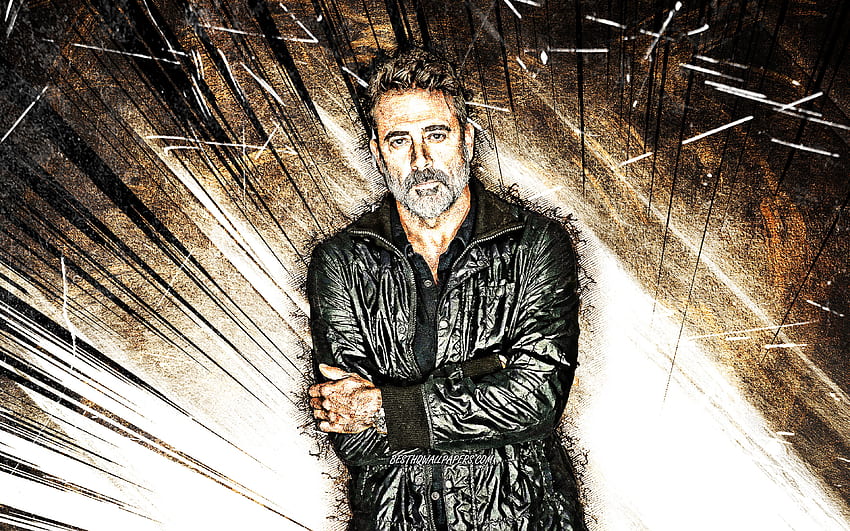Jeffrey Dean Morgan, grunge art, american actor, movie stars, american celebrity, brown abstract rays, Jeffrey Dean Morgan for with resolution . High Quality HD wallpaper