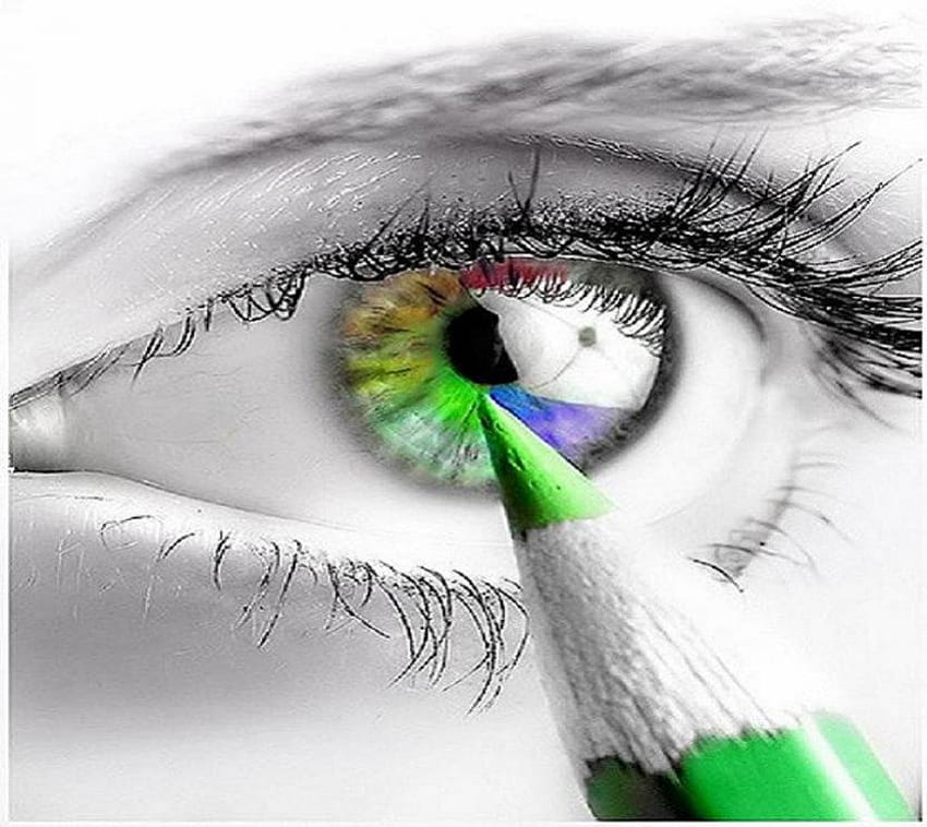 Mata Pelangi, pensil, mata, warna Wallpaper HD